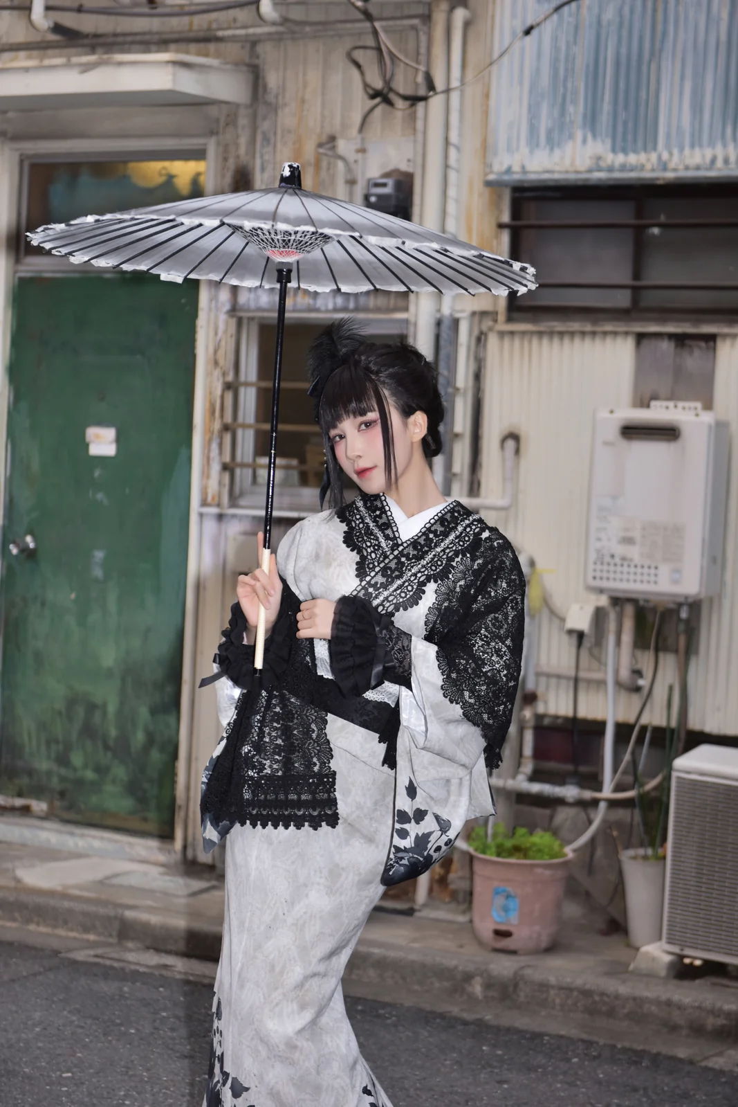 水淼aqua - Black Lace Kimono [70P-351MB]