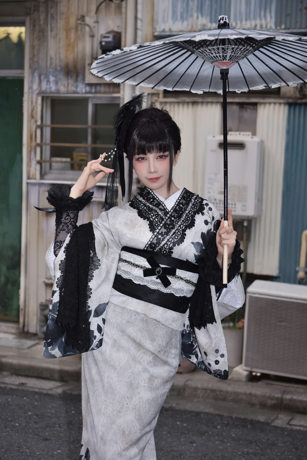 水淼aqua - Black Lace Kimono [70P-351MB]