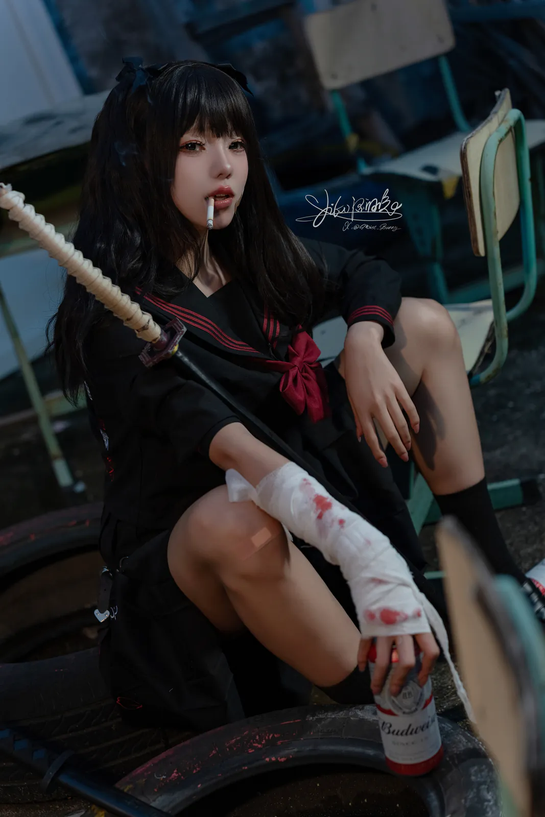 Yiko湿润兔 – 24.11月作品『不良女高』短发 [74P1V-1.79GB]