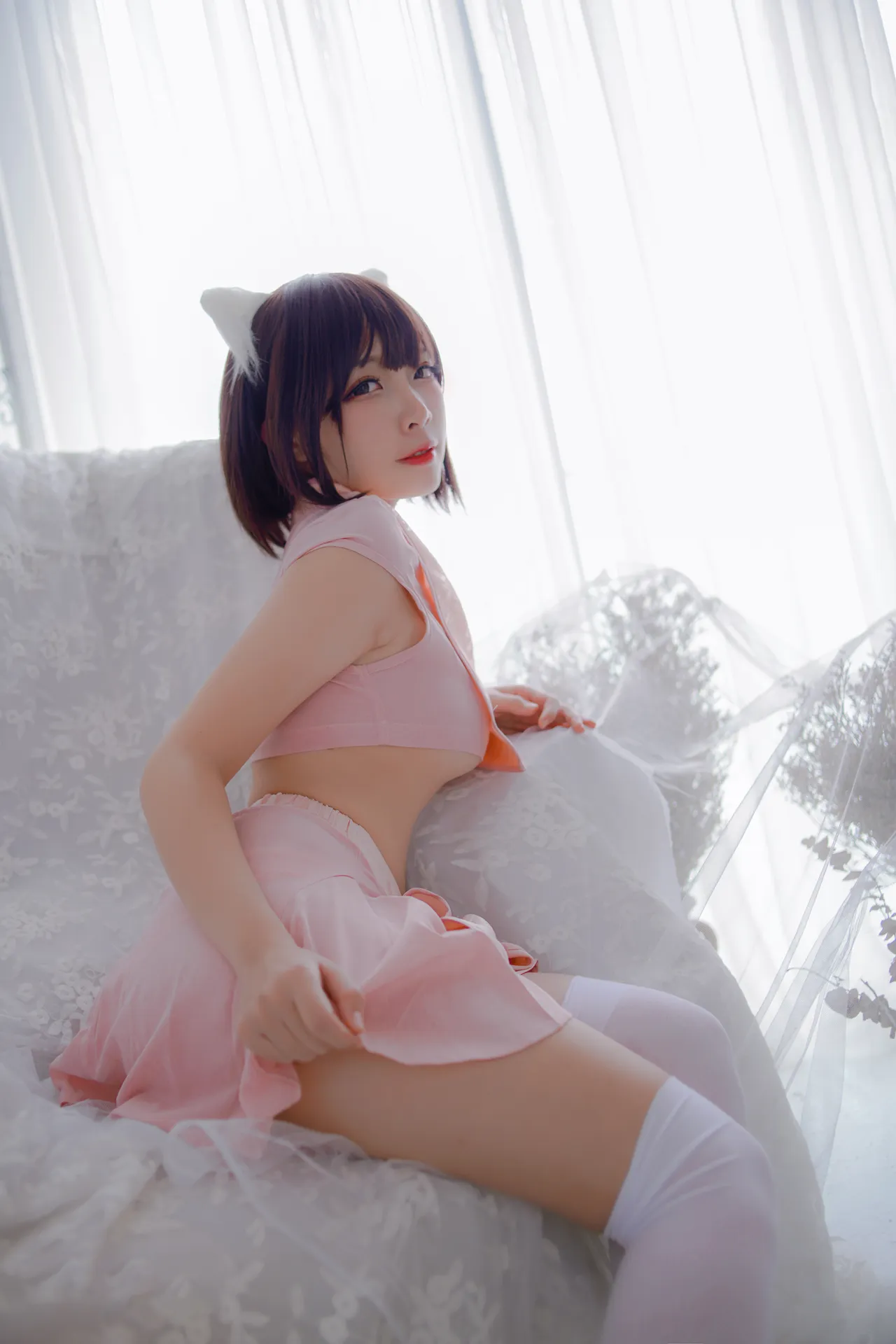 二佐Nisa - 粉旗袍和黑三本 [40P-412MB]