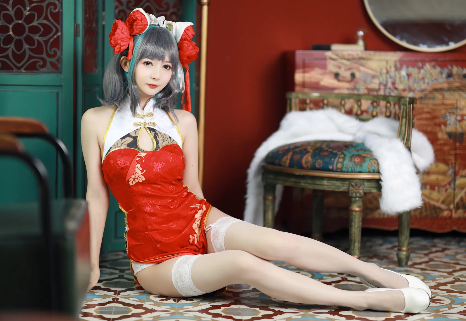51酱 - 碧蓝航线 柴郡新春旗袍 [12P-75MB]