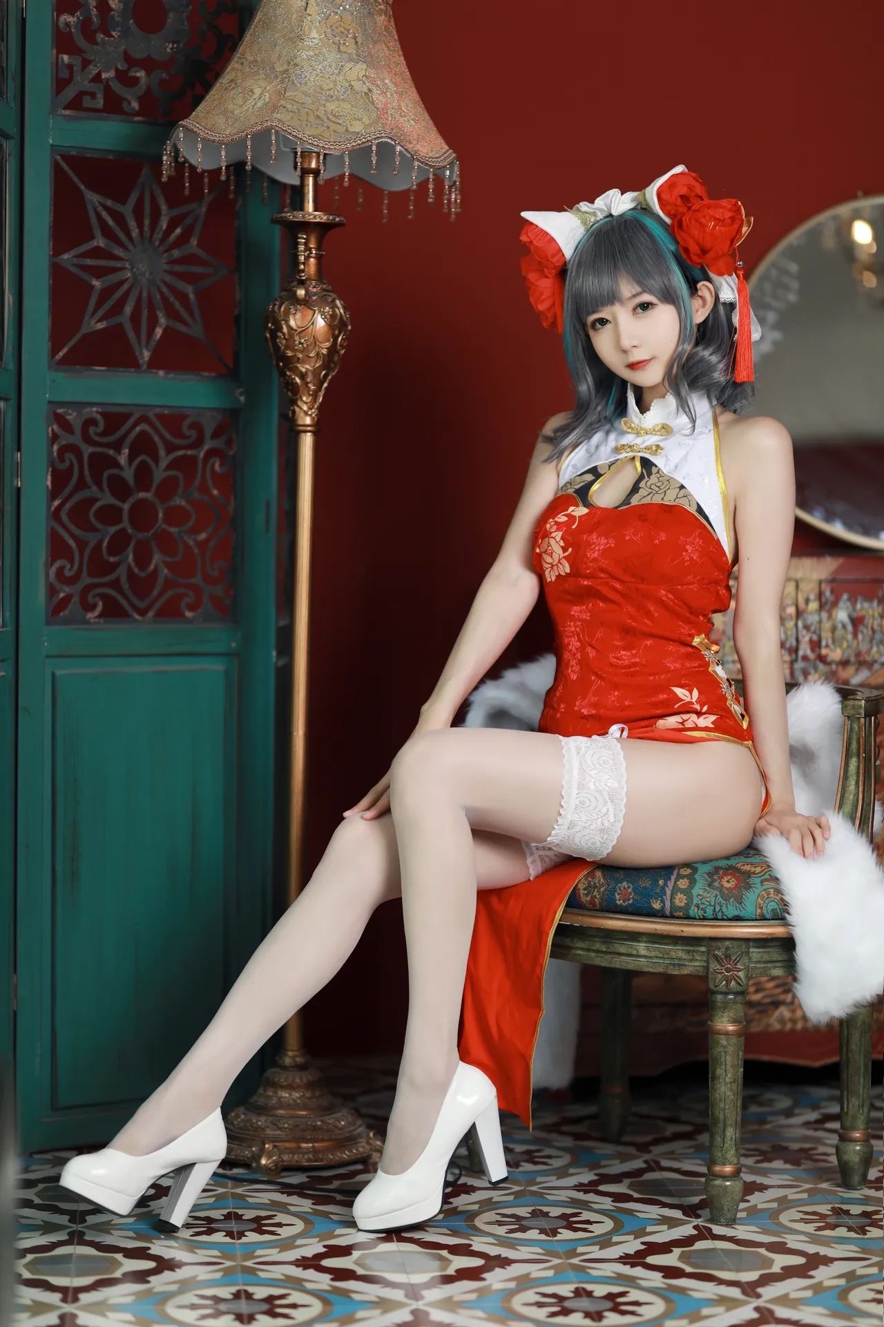 51酱 – 碧蓝航线 柴郡新春旗袍 [12P-75MB]
