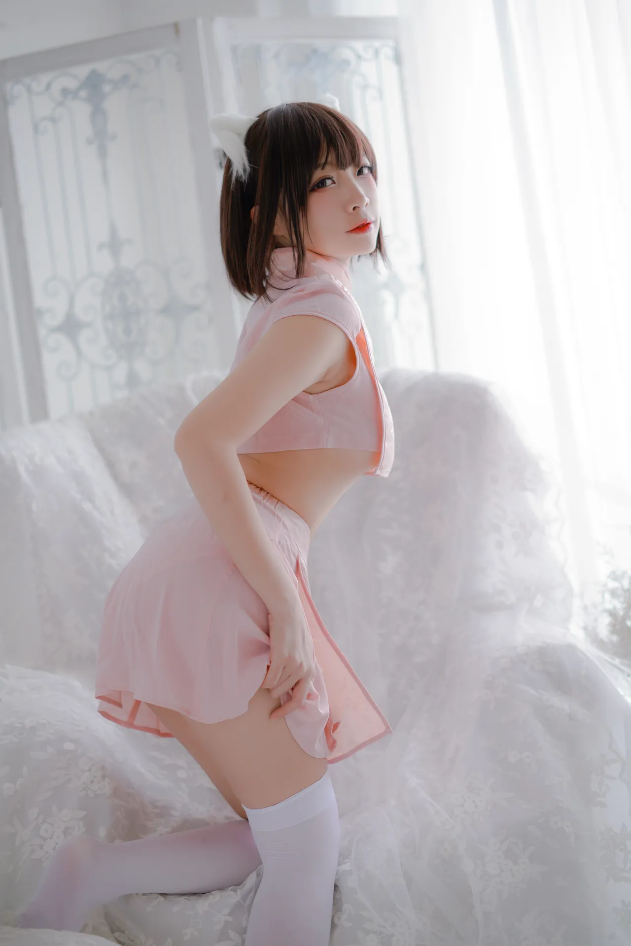二佐Nisa - 粉旗袍和黑三本 [40P-412MB]