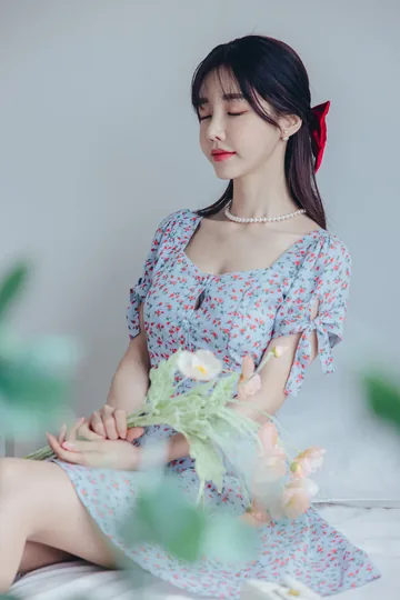 孙允珠 – 浅蓝小碎花连衣短裙 [78P-500MB]